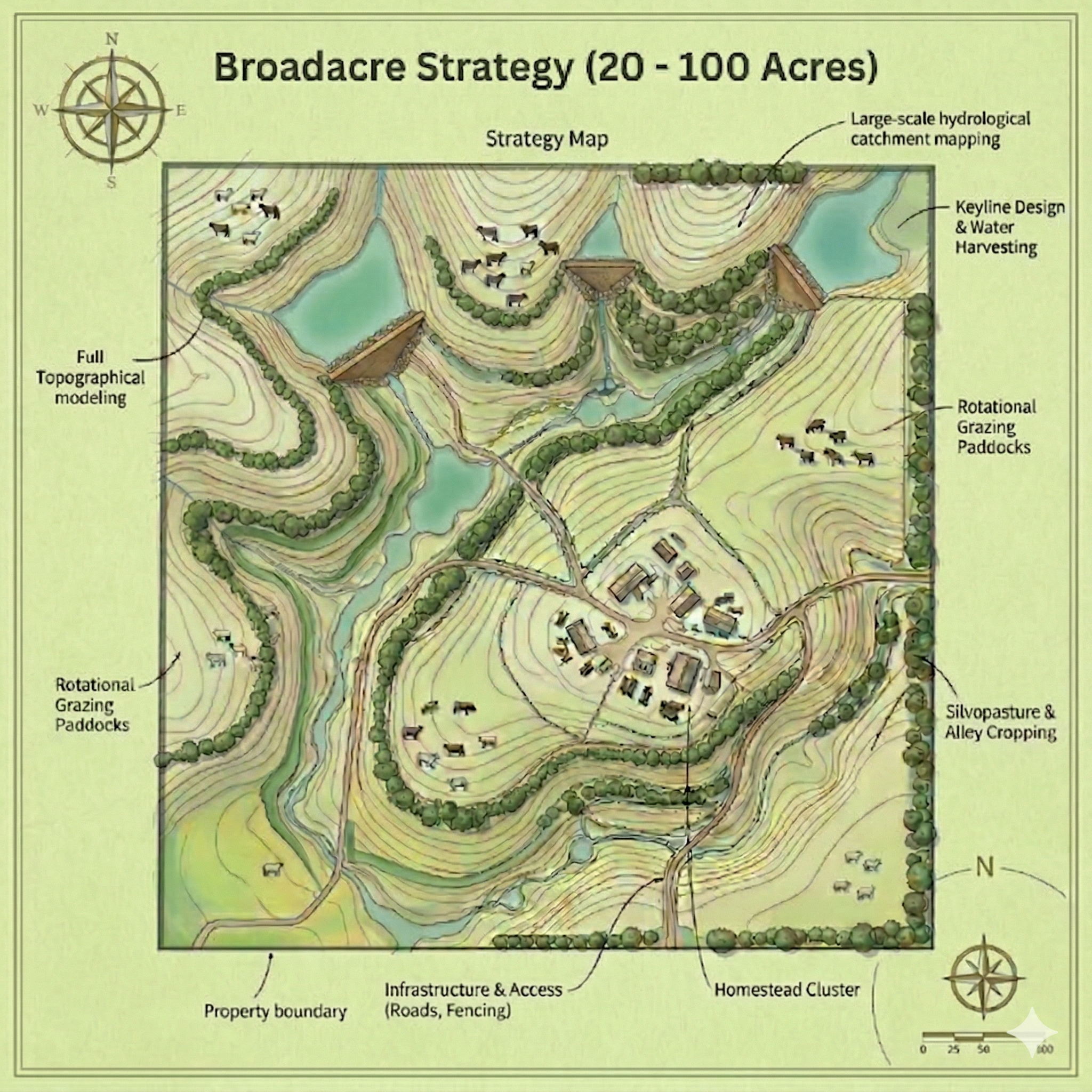 20 to 100 acre Broadacre masterplan